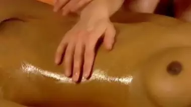 Indian Lesbian Gets Oiled Up Massage From Brunette