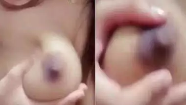 Desi girl has porn fun squeezing natural boobs in front of camera