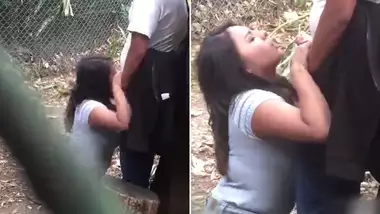 Young Indian college girl giving blowjob to uncle outdoor, new Desi viral mms
