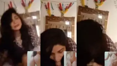 Wife’s blowjob and nude GF on video call sex