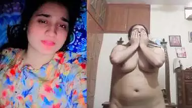 Long hair wife shows naked body curves in shyness