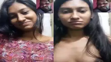 Small boobs college girl topless on a viral video call